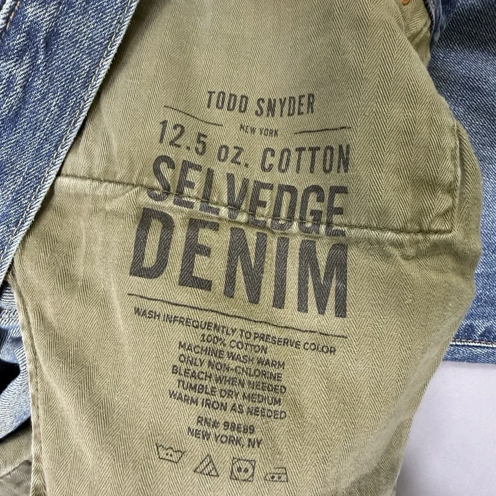 Todd Snyder Selvedge Jeans Mens 33x32 Slim Fit Light Wash Button Fly 12.5 Oz EUC